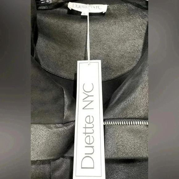 Duette NYC, Vegan Matte Leather Biker Jacket, Large, Black - Picture 8 of 13